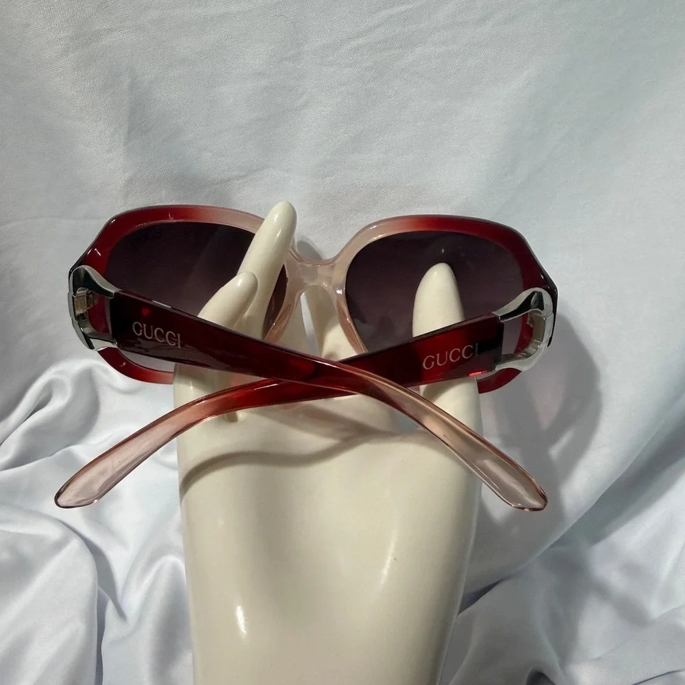 Gucci Sunglasses Women OS Red Pink Gradient Oversized Horsebit S-Y-A 2951 Luxury